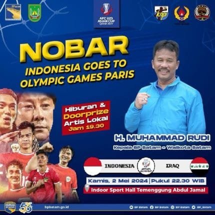 Catat Tanggalnya! BP Batam dan Pemko Batam Gelar Nobar Timnas Indonesia U-23 vs Irak